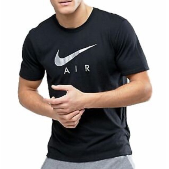 The Nike Tee Black Short Sleeve shirt with swoosh and AIR - Picture 1 of 5